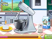 Screenshot of a delicious-looking, colorful fruity ice cream cone being decorated with various toppings in the free online maker game