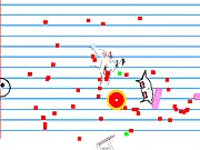 Screenshot of Drawman, an action game where a stick-figure-like character with a visible paper texture fights against enemy drawings on a textured background.