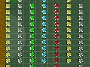 Screenshot showing defensive towers placed along a winding path in the Flash RPG Tower Defense free online game.