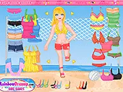 Beach Volley Dress Up game screen showing character in sporty swimsuit, free online dress up game on PlayArcadeHub