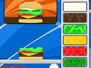 Fast food worker rushing to assemble a burger and fries for a demanding customer in the Fast Food Frenzy online game