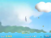 Screenshot of Dolphin Cup game showing a dolphin performing a flip high above the water with a score counter visible.