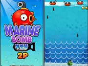 A marine vessel collecting stars and avoiding bombs in the Marine Bomb free online arcade game