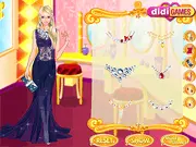 Putting on makeup and choosing an elegant dress in the Oscar Red Carpet Dress Up free game