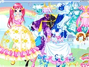 Dreamy Fashion Dressup free online game, model wearing a whimsical dress, fantasy style fashion game