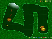 Treasure in the Dark free online maze game screenshot, character standing in a dark cave grid