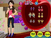 Screenshot of the online fashion game Carolina at Restaurant Dressup, showing the selection menu with elegant dresses, shoes, and accessories for a sophisticated dinner outfit.