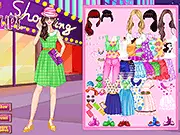 Fashion model ready for a dress-up makeover with many clothes options in the Follow the Fashion online game