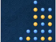 Screenshot of 4 Connect game board showing two players' colored tokens dropped into a grid, with one player close to achieving four in a row.