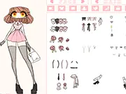 Screenshot of Dress Up High free online game, showing a fashionable young lady in a chic outfit, ready to be styled.