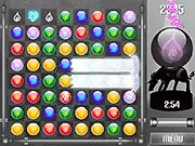 Cascadia Elements gameplay screenshot with fire, water, and earth elemental orbs being matched in a cascade, play free online puzzle game