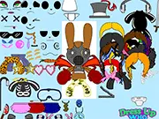 The Funny Bunny character in a cute dress up game interface, wearing stylish clothes and accessories.