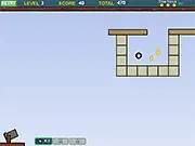 Gameplay screenshot of the free online physics game Bomber Ball, showing a ball bouncing within a level to hit several targets while navigating environmental obstacles.