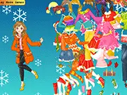 Screenshot of the free online game Rachele Winter Dressup showing a girl wearing a stylish winter outfit and accessories