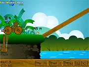 Screenshot of Golf Drive free online game showing a pre-historic golf course with a catapult ready to launch a ball.