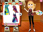 Art Print Dressup free online game, beautiful painter wearing a stylish casual outfit and holding a paintbrush