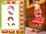 The lovely couple wearing festive Christmas party outfits in the online dress-up game Lovely Christmas