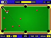 The top-down view of a Billiards game table with colored pool balls racked up, ready for the break shot