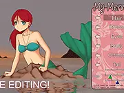 A highly customized mermaid character with a colorful tail and long flowing hair from the My Mermaid Dress Up online game
