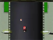 A stolen car speeding through traffic and evading police pursuit, with bullet tracers visible, in the high-action free online game Car Thief: Escape.