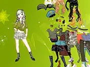 Hellen Army Dressup free online game screenshot, styling a beautiful woman in a stylish army uniform