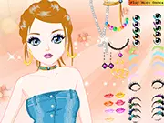 Gloria Makeup free online game screenshot, applying eye shadow and lipstick
