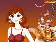 Felice, the model in the Felice Makeup game, with professionally applied cosmetics and glamorous accessories