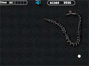 Screenshot of Fidget Spinner Snake online game showing a blue fidget spinner near a cluster of red dots, with the time bar visibly ticking down in the corner.