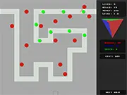 Dot Defense free online tower defense game screenshot, strategic placement of geometric towers against waves of enemies