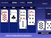 The game board of Flash BlackJack showing rows of playing cards in a strategic solitaire layout