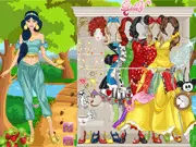 A girl wearing a majestic princess dress in the online fantasy dress-up game Fairy Tale Land