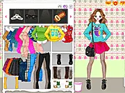 A girl dressed in fashionable sports-themed attire ready for the Super Bowl Party in the online dress-up game