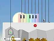 A minimalist, atmospheric scene showing a character solving an environmental puzzle in the game Brother Puzzle Adventure