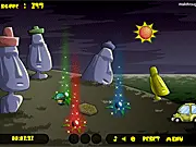 The iconic Moai statues on Easter Island in the online point-and-click puzzle game Easter Island Mystery
