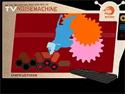 Screenshot of the TV Noise Machine game interface, showing various buttons and sliders used to mix a music video with TV static effects.