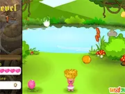 Feeding Dinosaur Eggs free online arcade game screenshot, collecting food and avoiding rocks on PlayArcadeHub