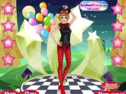 Circus Style free online dressup game, girl wearing a colorful circus costume with props, preparing for a performance
