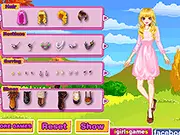 Screenshot of the Change Your Style free online game showing a model trying on a fashionable new outfit and hairstyle.