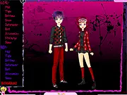 Screenshot of Noah & Jinky Emo Dress Up game showing the two characters, Noah and Jinky, wearing bold, dark emo-style clothing and accessories