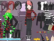 Chica Emo 2 free online dress-up game, emo girl with black and pink clothes, tights, boots, and a necklace, playing on PlayArcadeHub