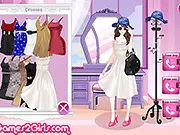 Fashion game image showing a beautiful girl with blue eyes styled in a trendy outfit, ready to meet her friends, Let's Go Dressup free online game