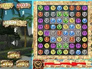 Gems of Amazon match 3 puzzle game, free online jewel swap game, Amazon jungle treasure game, matching three idols gameplay