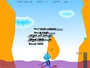 The Return Flash free online climbing game screenshot, alien character escaping rising flood water in a canyon