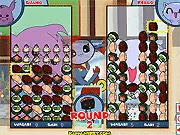 Play Kappa Mikey Sushi Paloozi online free, featuring characters from the anime comedy series and colorful sushi match 3 game board