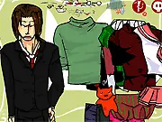 Human Tigerstar Dress Up game screen showing a character customization interface with clothes and accessories for a human male figure, free online game