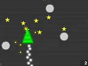 Screenshot of Triangle Ship free online game, showing a green triangle ship jumping over grey circle enemies on a plain background.