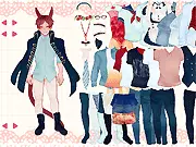 Screenshot of the Eren Dress Up online game showing the stylish male character Eren posing, with various dresses, wigs, and accessories available for him to wear.