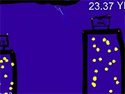Screenshot of There's Two Wires?! game showing a stick figure swinging using two grappling wires through a simple, Microsoft Paint-style world. Play the classic Flash game online.