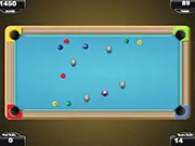 The free online pool game Impact Pool showing colored billiard balls scattered on a table with a cue ready to strike