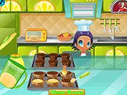 Lemon Cake cooking game screenshot, showing a baked cake ready for icing and decoration